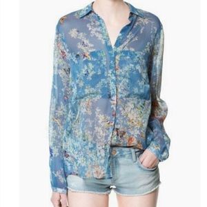 Zara butterfly floral shirt
